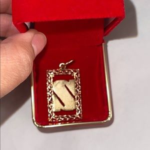 18K Solid Yellow Gold “S” initial Pendant